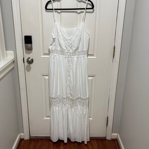 NEW WITH TAGS! Cup-she Ivory Lace-Trim Button-Front Maxi Dress